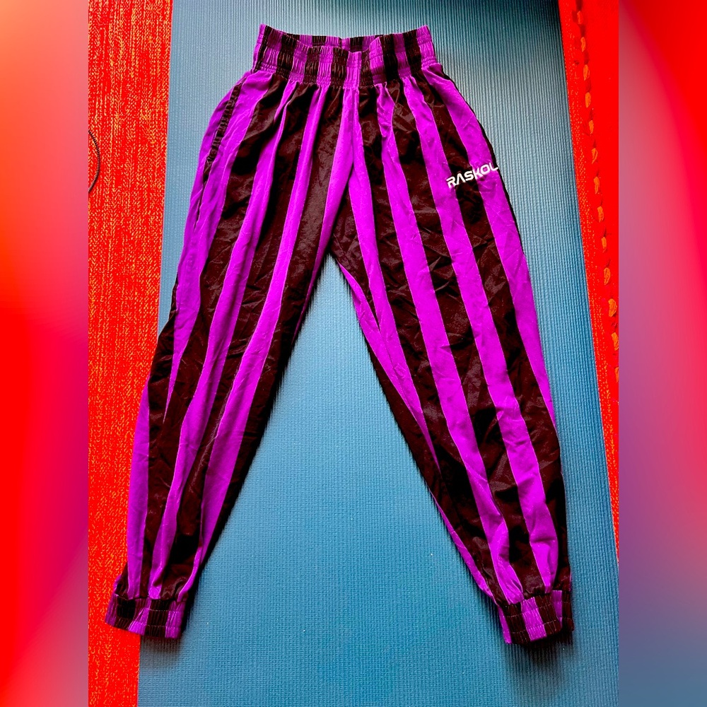 Raskol Dump Cover 2.0 Purple Striped Parachute Pants XS